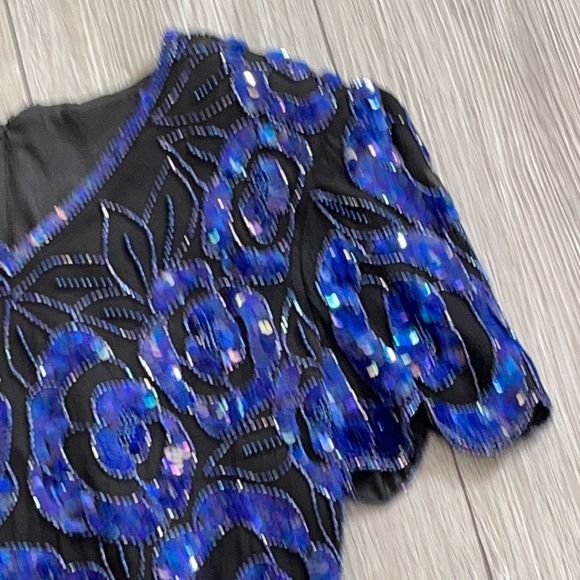 Vintage Blue Beaded Sequin Top - Picture 7 of 17